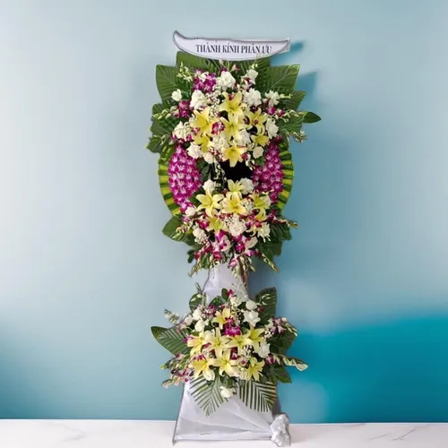 KỆ HOA VIẾNG 3 TẦNG MIX MÀU - HV006