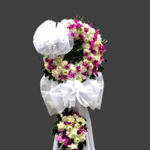 KỆ HOA VIẾNG 2 TẦNG TRẮNG TÍM- HV010