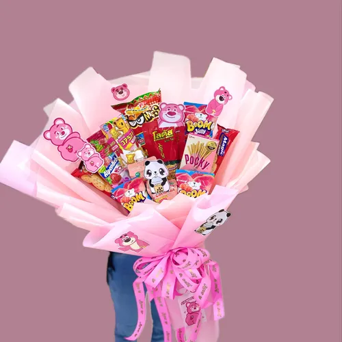 BÓ HOA BÁNH KẸO TONE HỒNG -HBK003