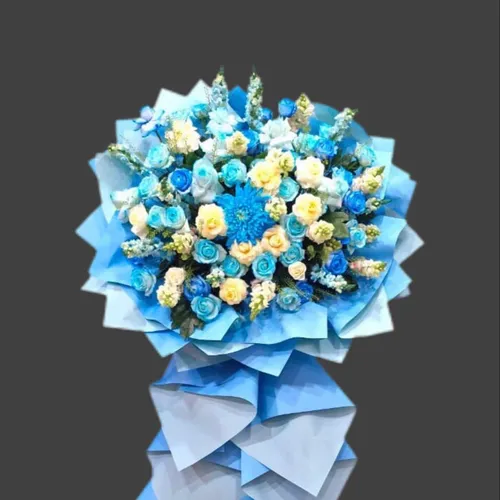 KỆ HOA KHAI TRƯƠNG TONE XANH DƯƠNG THEO PHONG CÁCH HIỆN ĐẠI - KCM011