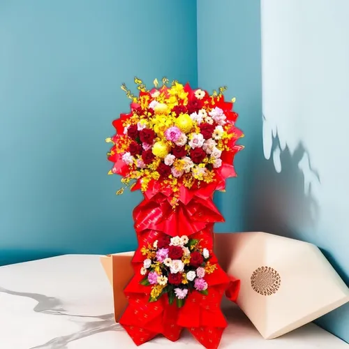 KỆ HOA CHÚC MỪNG KHAI TRƯƠNG MIX MÀU - KCM007