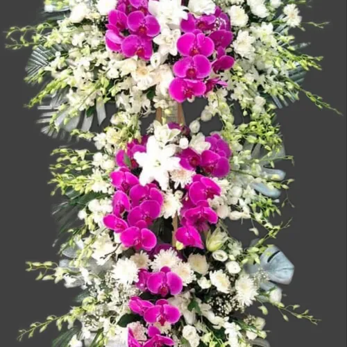 KỆ HOA VIẾNG 3 TẦNG TRẮNG TÍM - HV014