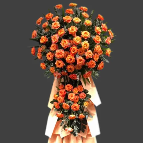 KỆ HOA KHAI TRƯƠNG TONE CAM THEO PHONG CÁCH HIỆN ĐẠI - KCM009