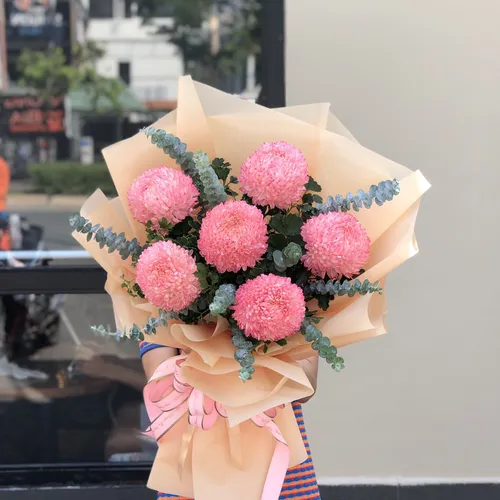 BÓ HOA CÚC MẪU ĐƠN HỒNG - HB006