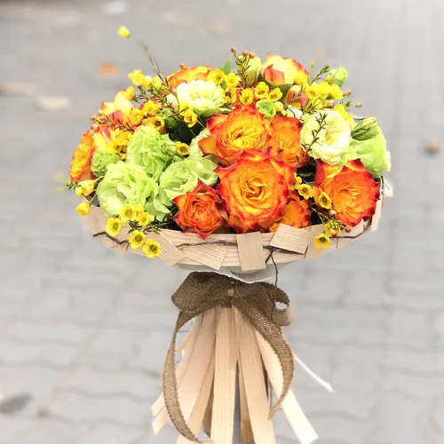 BÓ HOA HỒNG CAM THEO PHONG CÁCH PHƯƠNG TÂY - HB007