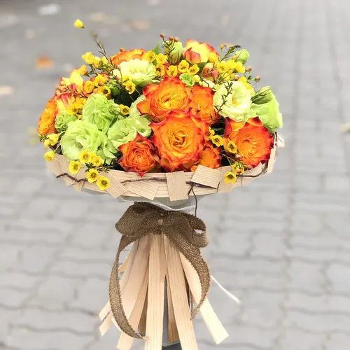 BÓ HOA HỒNG CAM THEO PHONG CÁCH PHƯƠNG TÂY - HB007