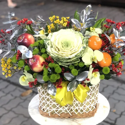 GIỎ HOA TRÁI CÂY THEO PHONG CÁCH HIỆN ĐẠI - HTC007