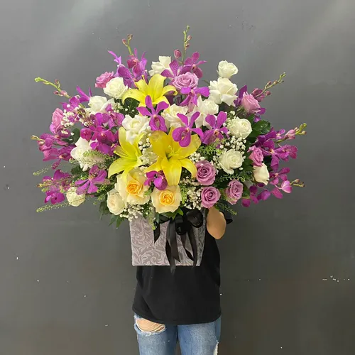 GIỎ HOA VIẾNG MIX MÀU - HV007