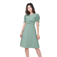 Váy đầm công sở xoắn eo tay rút