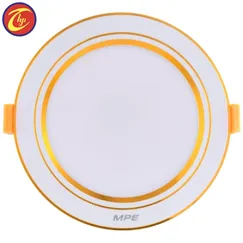 Led Downlight âm trần nhôm, viền vàng 9W MPE