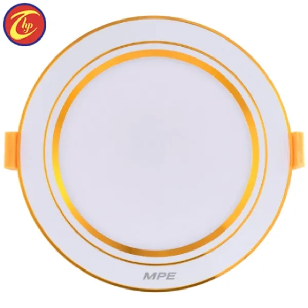 Led Downlight âm trần nhôm, viền vàng 9W MPE