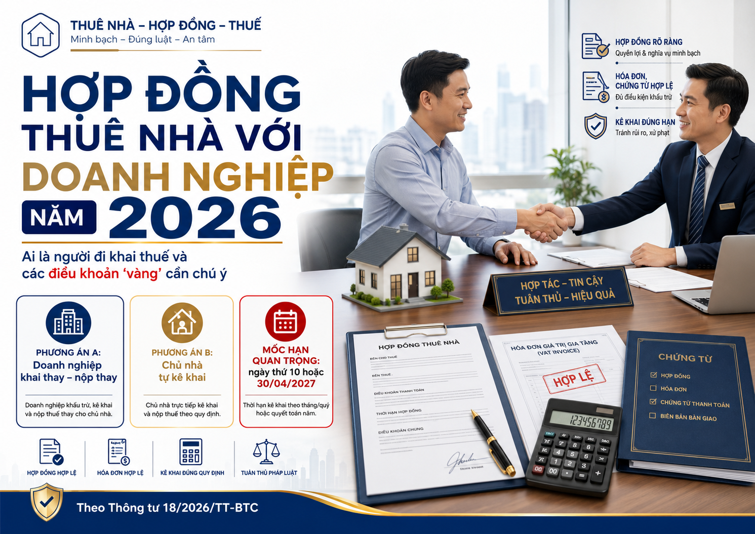 Hợp đồng thuê nhà với doanh nghiệp năm 2026: Ai đi khai thuế?