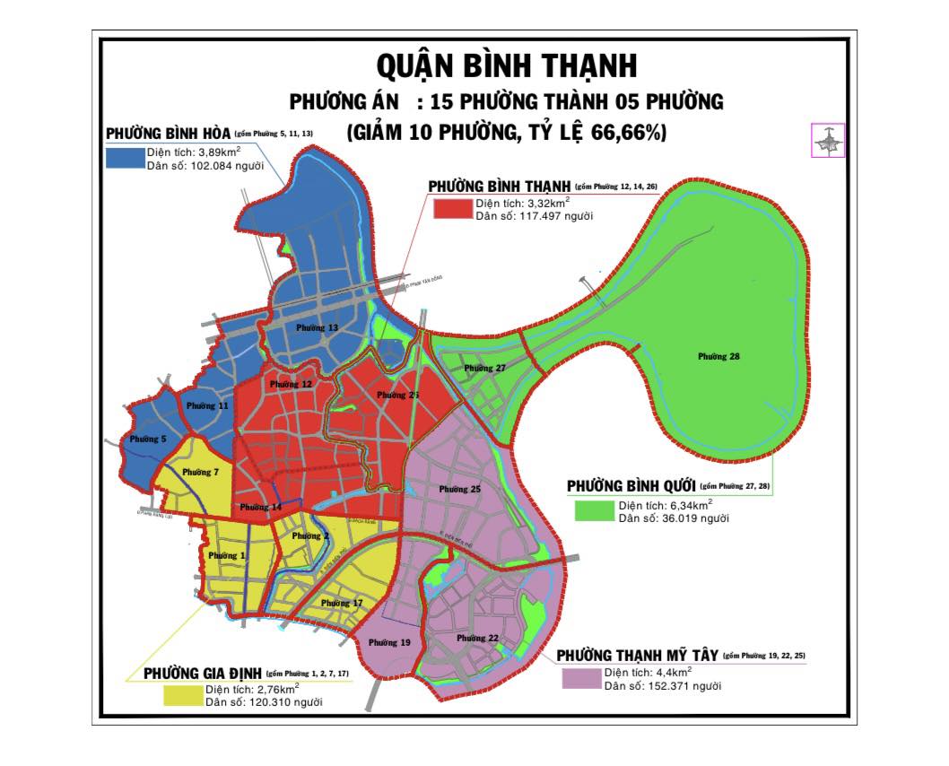 Phường Gia Định, TP. Hồ Chí Minh thuộc Quận Bình Thạnh sáp nhập 15 phường thành 5 phường mới gồm Phường Bình Lợi Trung, Phường Thạnh Mỹ Tây, Phường Bình Quới, Phường Gia Định và Phường Bình Thạnh thuộc TP.HCM