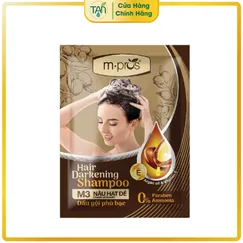 [Hộp 10 gói tặng 10 gói hấp dầu] Dầu gội nhuộm tóc thảo dược đen/ nâu đen phủ bạc 100% M.pros