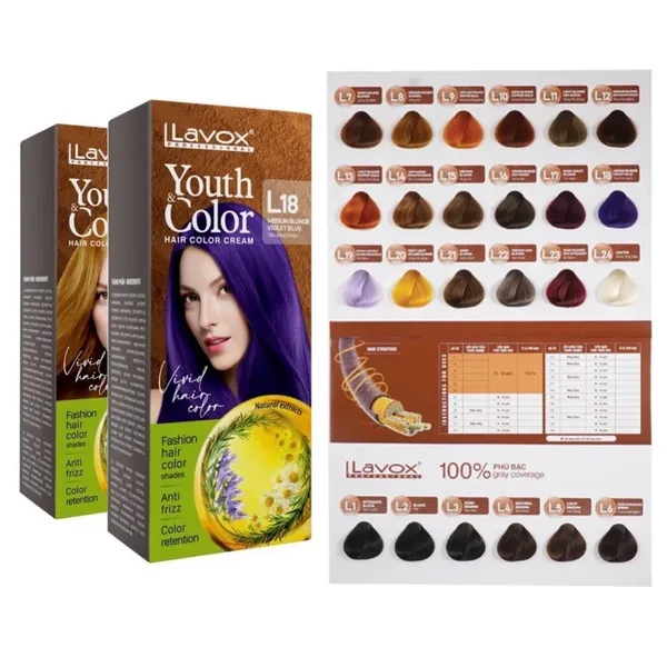 Kem nhuộm màu tóc cao cấp Youth & Color Lavox - 18 màu nhuộm