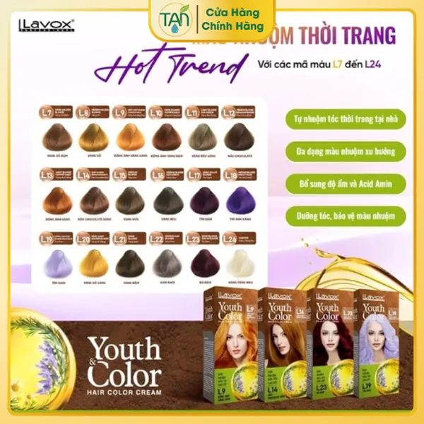 Kem nhuộm màu tóc cao cấp Youth & Color Lavox - 18 màu nhuộm