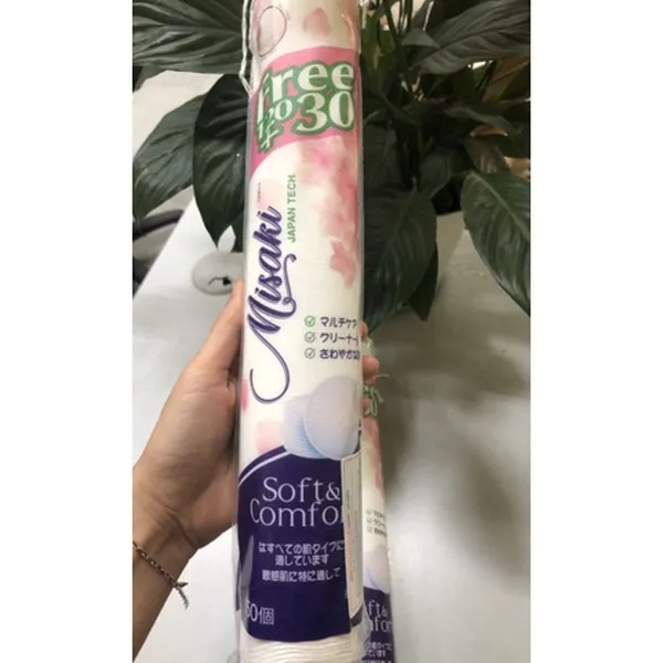 Bông Tẩy Trang Misaki 100% Cotton Cây 150 miếng Dai mịn không xù bông