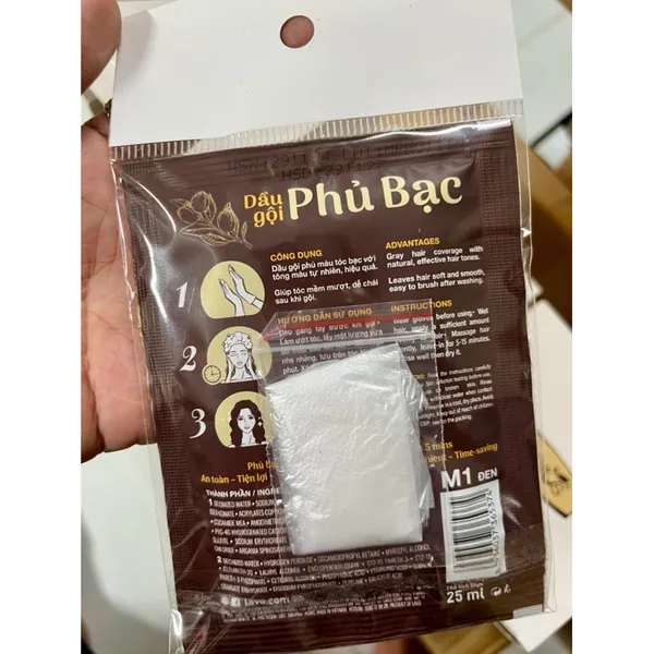 [Hộp 10 gói tặng 10 gói hấp dầu] Dầu gội nhuộm tóc thảo dược đen/ nâu đen phủ bạc 100% M.pros