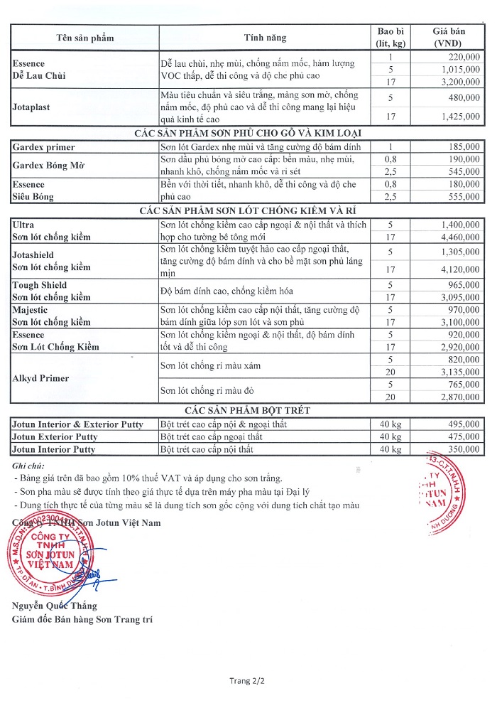 Bảng giá sơn jotun Việt Nam - Giá MỚI, RẺ nhất thị trường Bảng giá sơn jotun Việt Nam - Giá MỚI, RẺ nhất thị trường