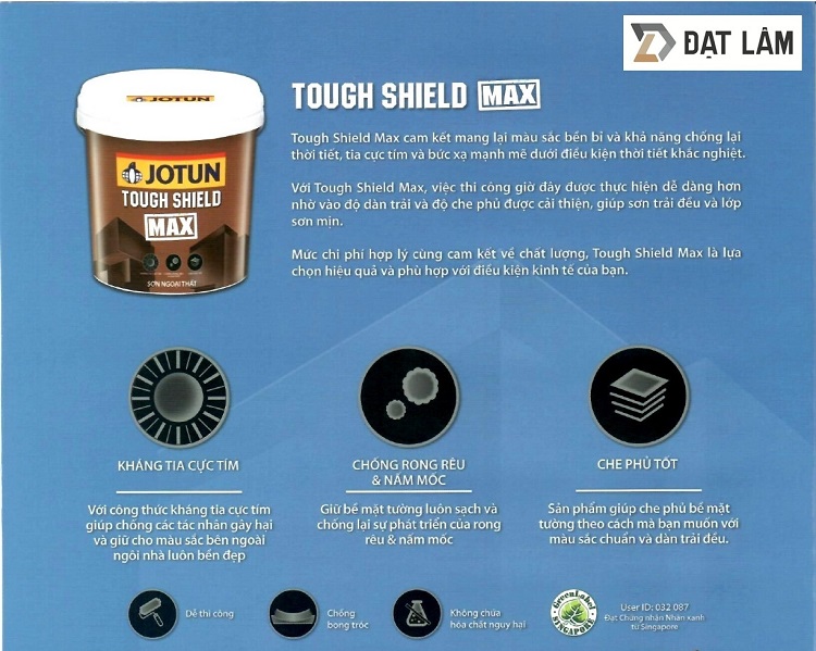 Tính năng Sơn Jotun Tough Shield Max Tính năng Sơn Jotun Tough Shield Max