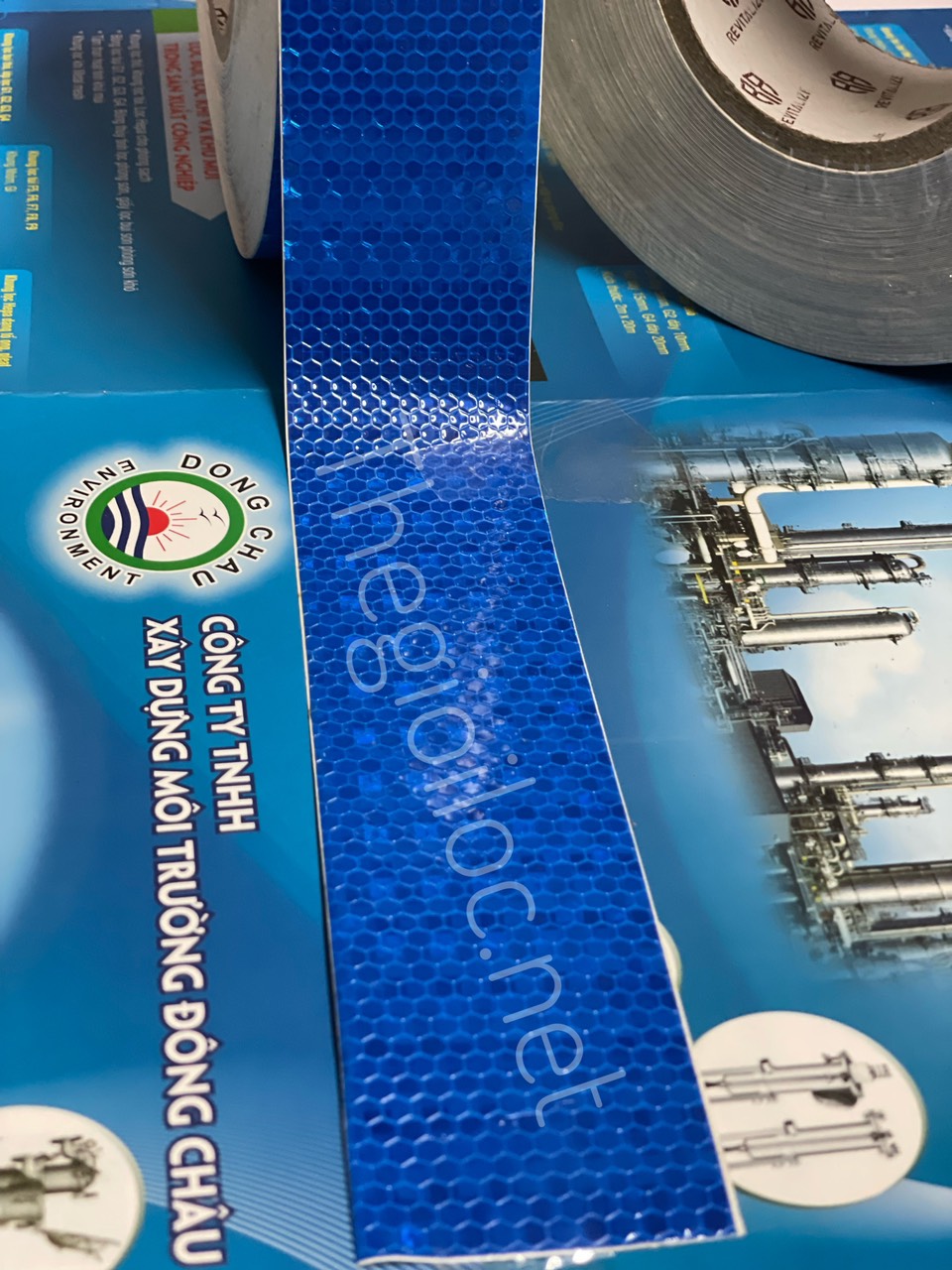 Màng phản quang tổ ong màu XANH DƯƠNG VIỆT NAM chi tiết cấu tạo Băng dính phản quang XANH