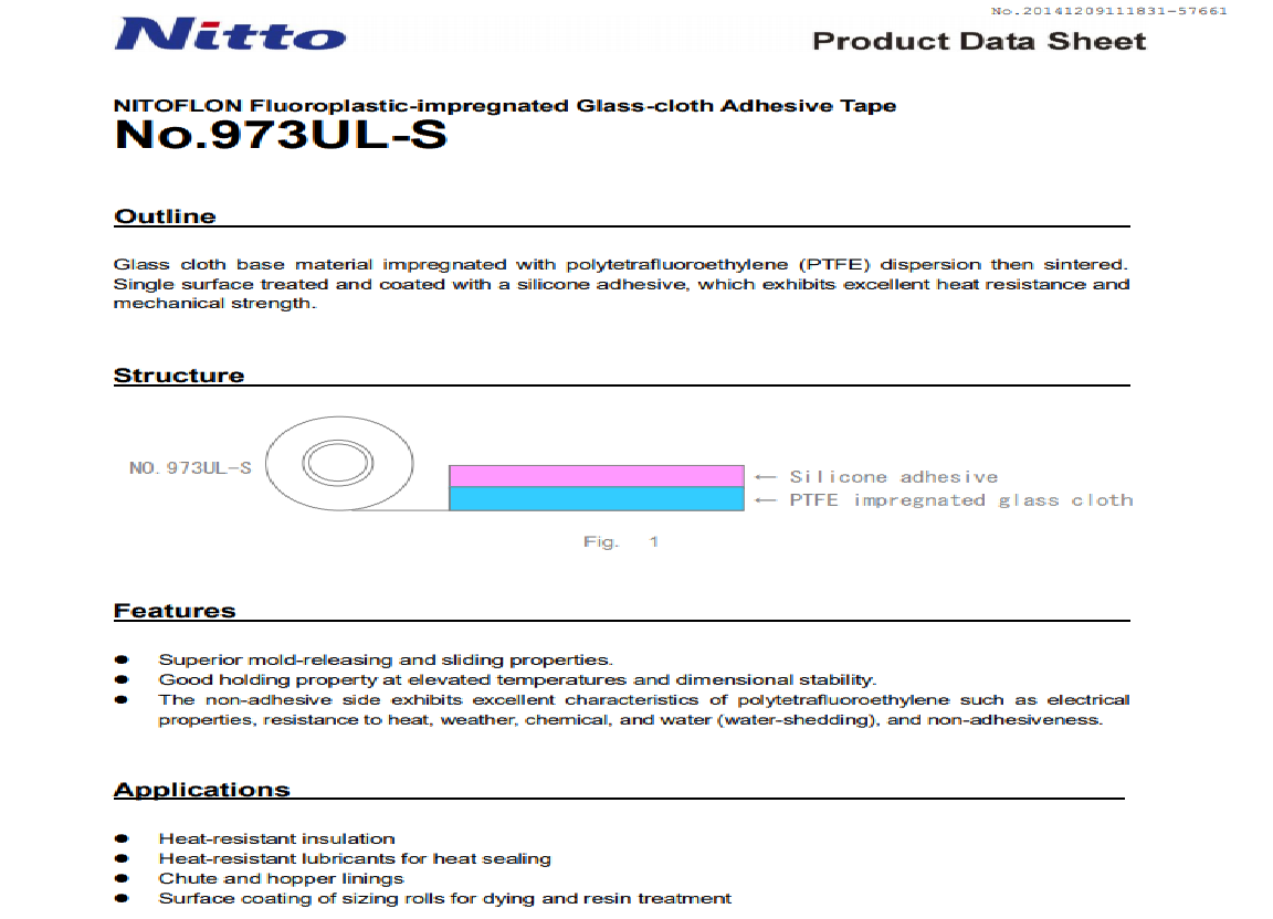 Thông số kỹ thuạt băng keo Nitto 973 - ULS Thông số kỹ thuật băng keo Nitto 973 - ULS