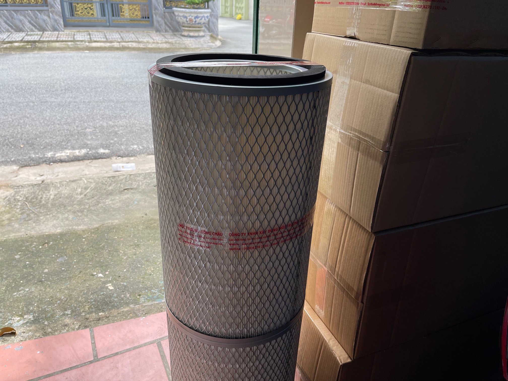 Phiin lọc bụi Cellulozo 2 mặt lưới mắt cáo Phin ống lọc gió Cellulozo 2 mặt lưới