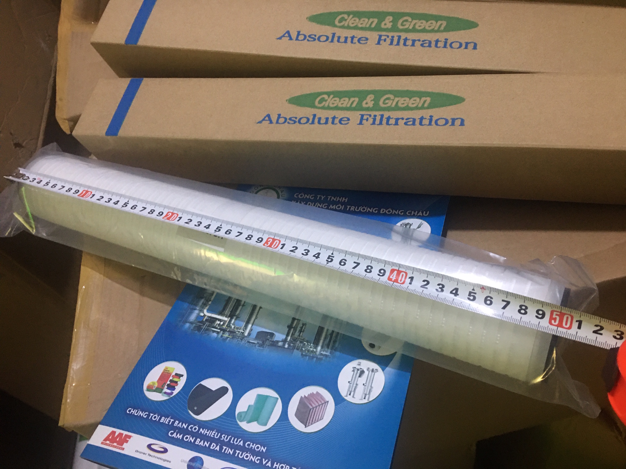 Lõi giấy xếp lọc tinh Clean Green lọc siêu sạch chiều dài chi tiết 20 inch Lõi lọc giấy xếp clean green 20 inch 0.2 micron