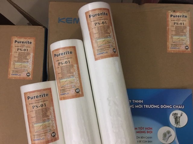 Lõi bông nén lọc cặn Purerite PS01 Kemflo đông châu phân phối PS01 20-inch Lõi lọc nước 1µm Kemflo Purerite Đài Loan