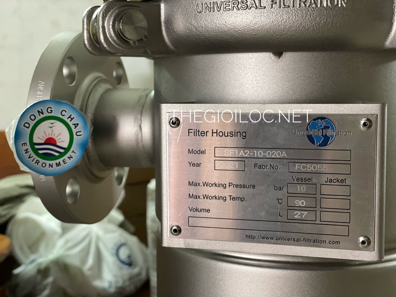 Nhãn hiệu Universal filter bag Housing trên bình lọc túi lọc nước, lọc dầu, lọc hóa chất, lọc thực phẩm Nhãn hiệu Universal filter bag Housing trên bình lọc túi lọc nước, lọc dầu, lọc hóa chất, lọc thực phẩm