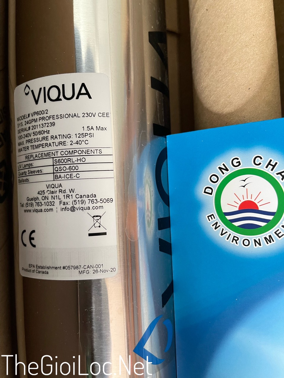 Công suất khử trùng 6.7 m3/ giờ cho bộ đèn Viqua VP600/2 Canada Công suất khử trùng 6.7 m3/ giờ cho bộ đèn Viqua VP600/2 Canada