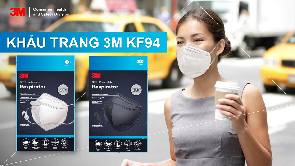 Khẩu trang 3M 9013 màu trắng và màu đen, tiêu chuẩn KF94 Khẩu trang 3M 9013 màu trắng và màu đen, tiêu chuẩn KF94