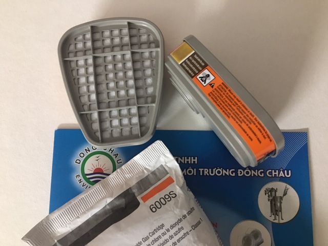 3M 6009S Phin lọc Oval hấp thụ hơi thủy ngân, khí Clo, mùi hôi, khí độc, bụi mịn cấu tạo Phin lọc 3M 6009S
