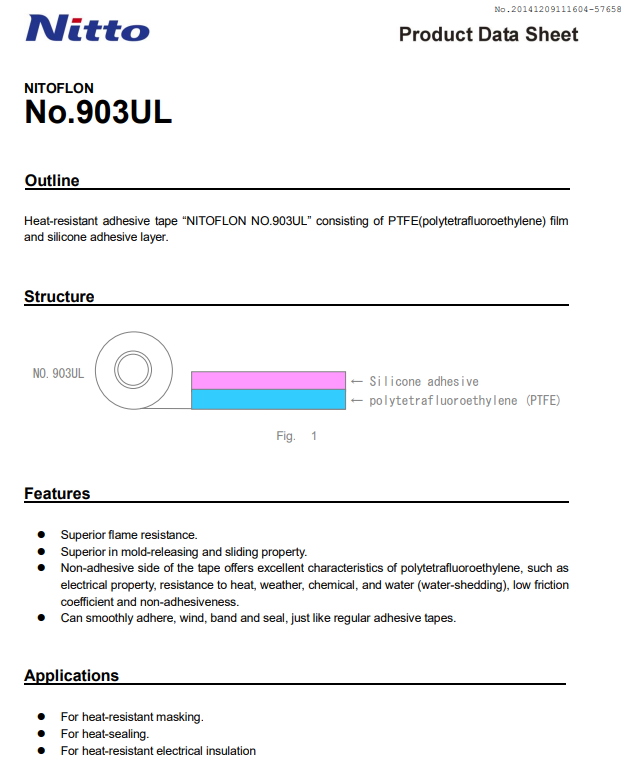 Nitto 903 Thông tin cấu tạo sản phẩm thông tin hãng Băng keo cách điện Nhật Nitto 903UL cao cấp