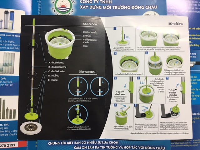 hướng dẫn Bộ cây lau nhà xoay 360 độ chính hãng 3M