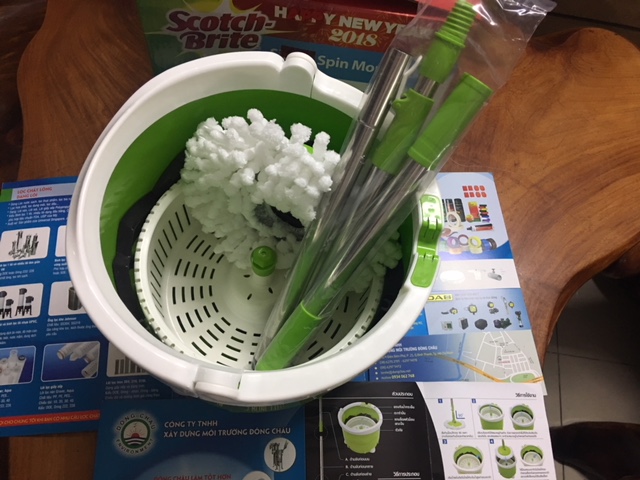 kiểm tra hàng Bộ cây lau nhà xoay 360 độ chính hãng 3M