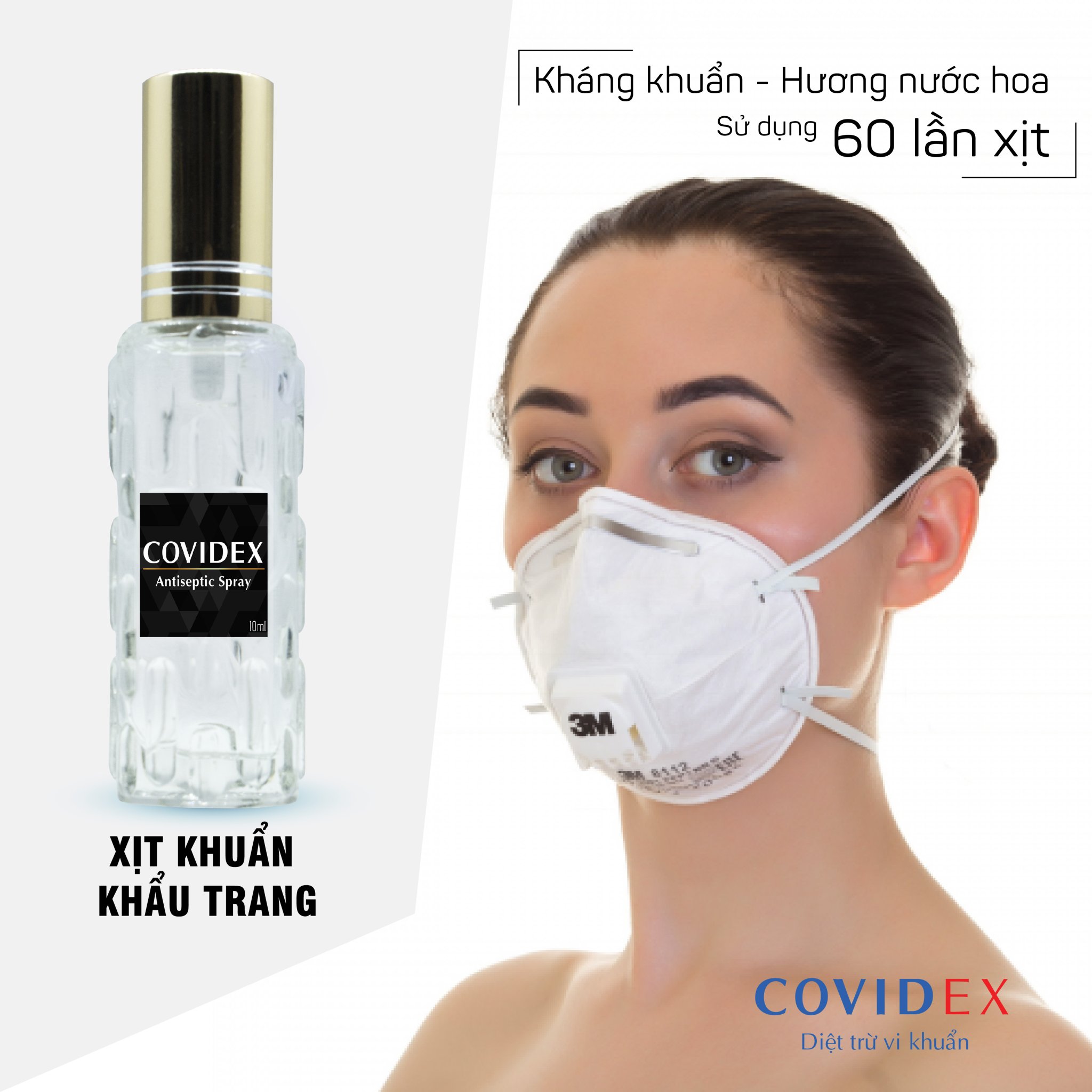 Chai xịt khử khuẩn khẩu trang Covidex hương nước hoa chai xịt khử trùng cho khẩu trang 3M cao cấp