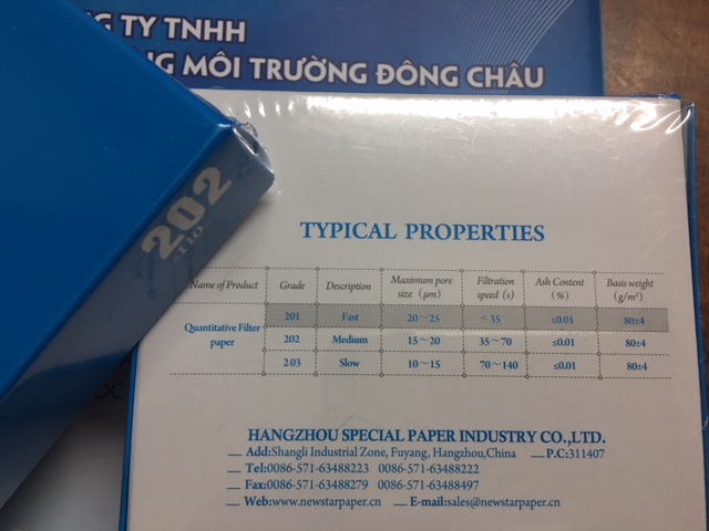 thông số kỹ thuật Giấy lọc thí nghiệm Newstar 202-110mm