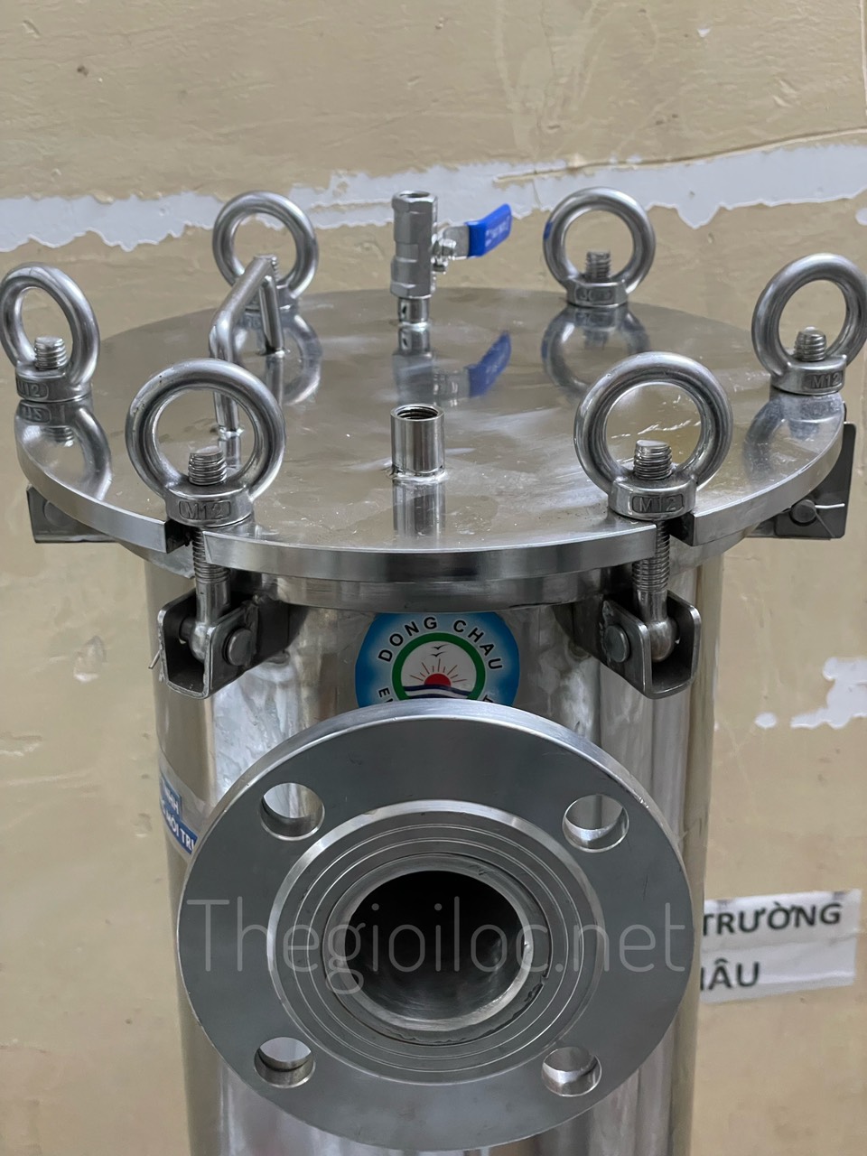 Cấu tạo đầu vào bắt Bulon, mặt bích 2 inch ANSI của Housing Bình lọc 1 túi size 2, SS316 Housing SS316, Bình lọc túi size 2 inox 316, China