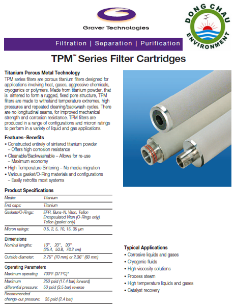 Loi-loc-Graver-Titan thông tin chi tiết Lõi lọc kim loại titan Graver của Mỹ bền cao cấp