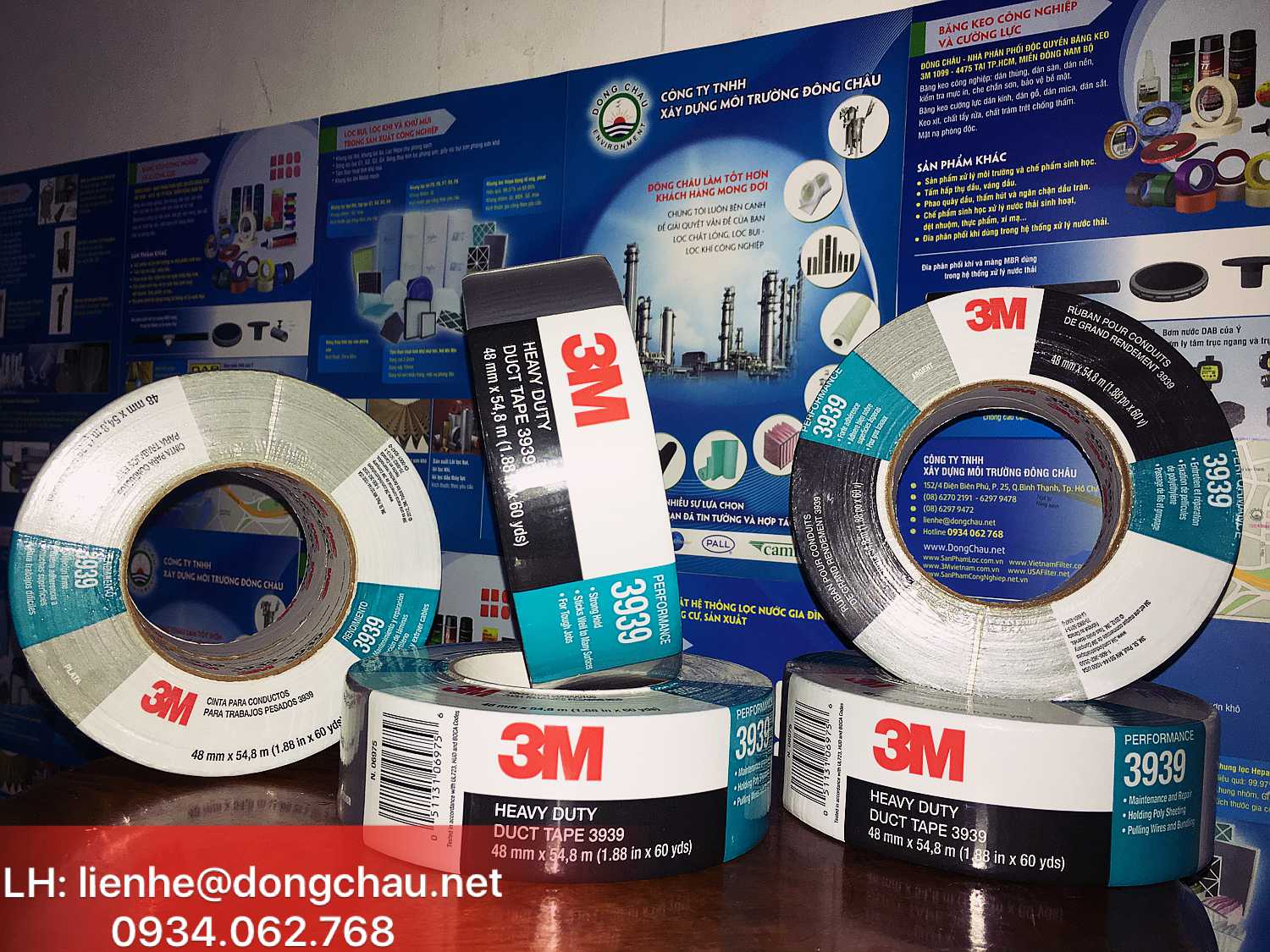 bang-keo-dan-vai-3m-3939 đóng gói từng cuộn Băng keo vải 3M 3939 Duct Tape màu bạc