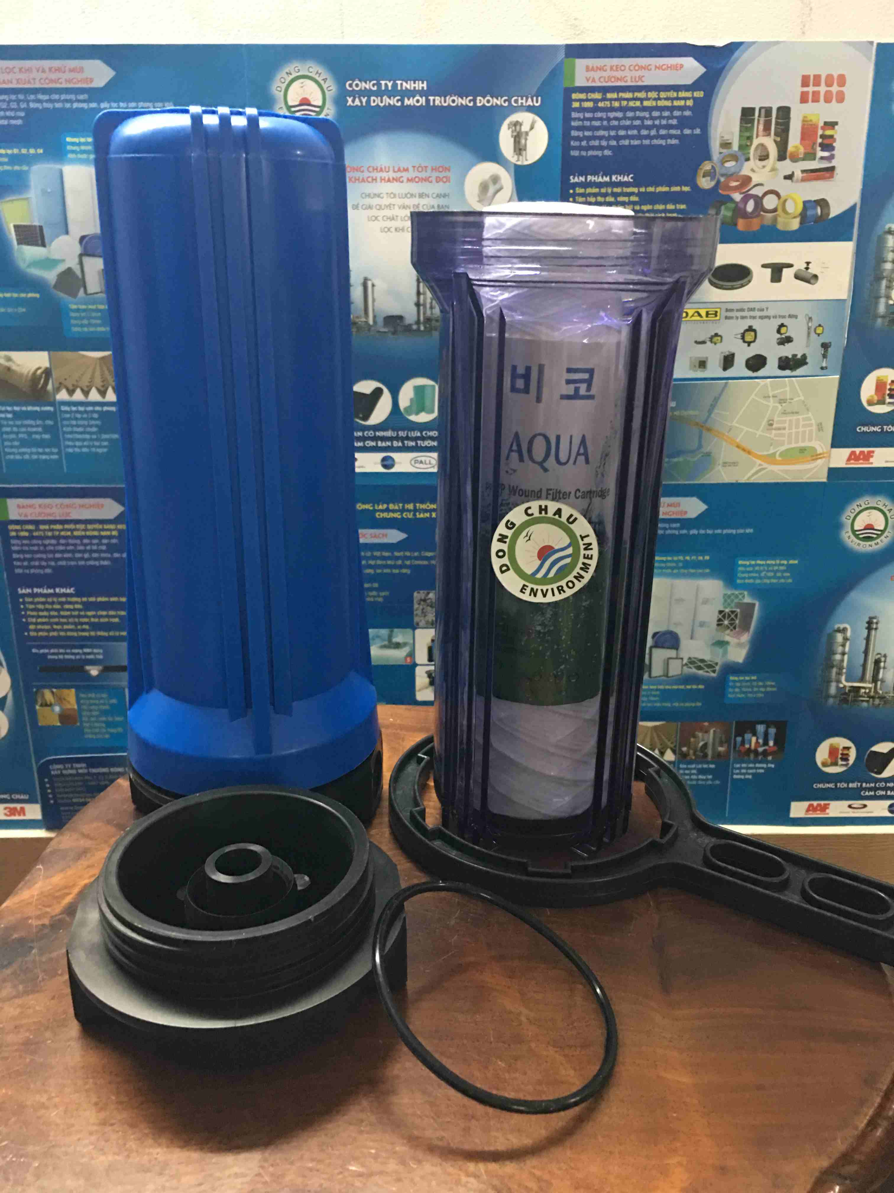 coc-loc-can-nhua-10-incnh Cốc lọc nhựa xanh 10 inch và lõi lọc sợi quấn bên trong