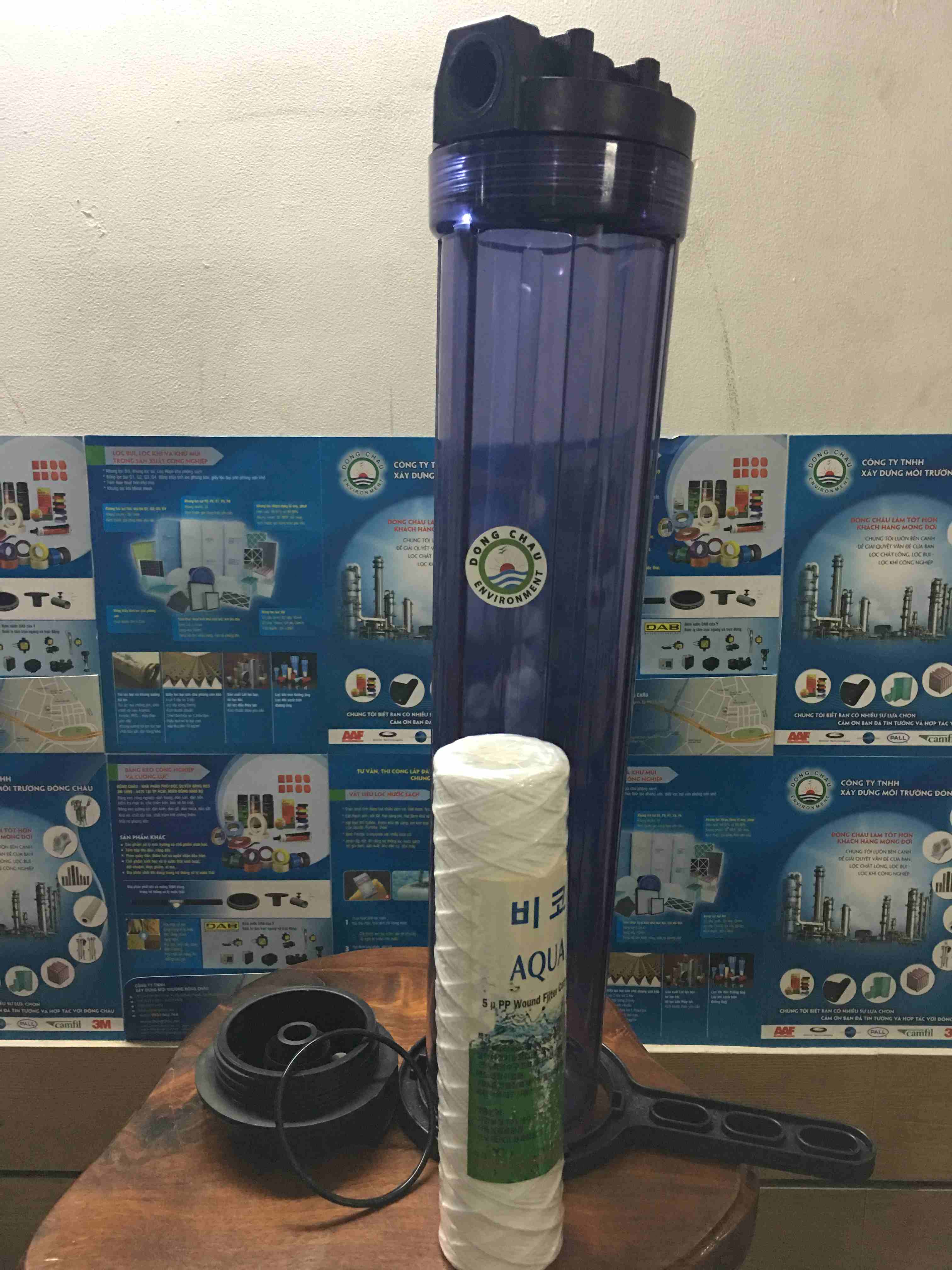 coc-loc-trong-20-inch Cốc lọc nhựa trong 20 inch và lõi sợi quấn 10 inch