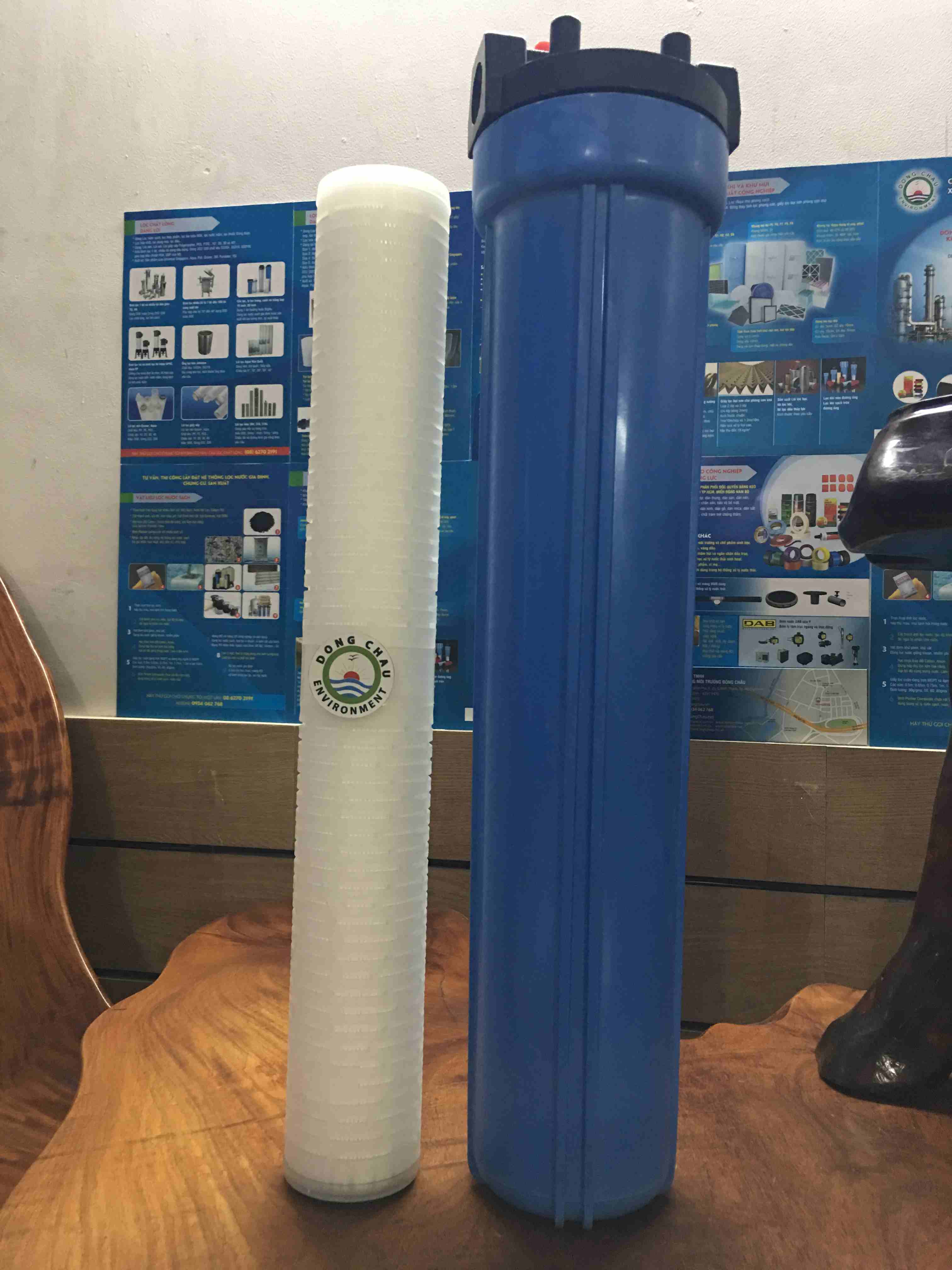 coc-loc-xanh-20-inch Cốc lọc nhựa xanh 20 inch và lõi lọc giấy xếp 20 inch