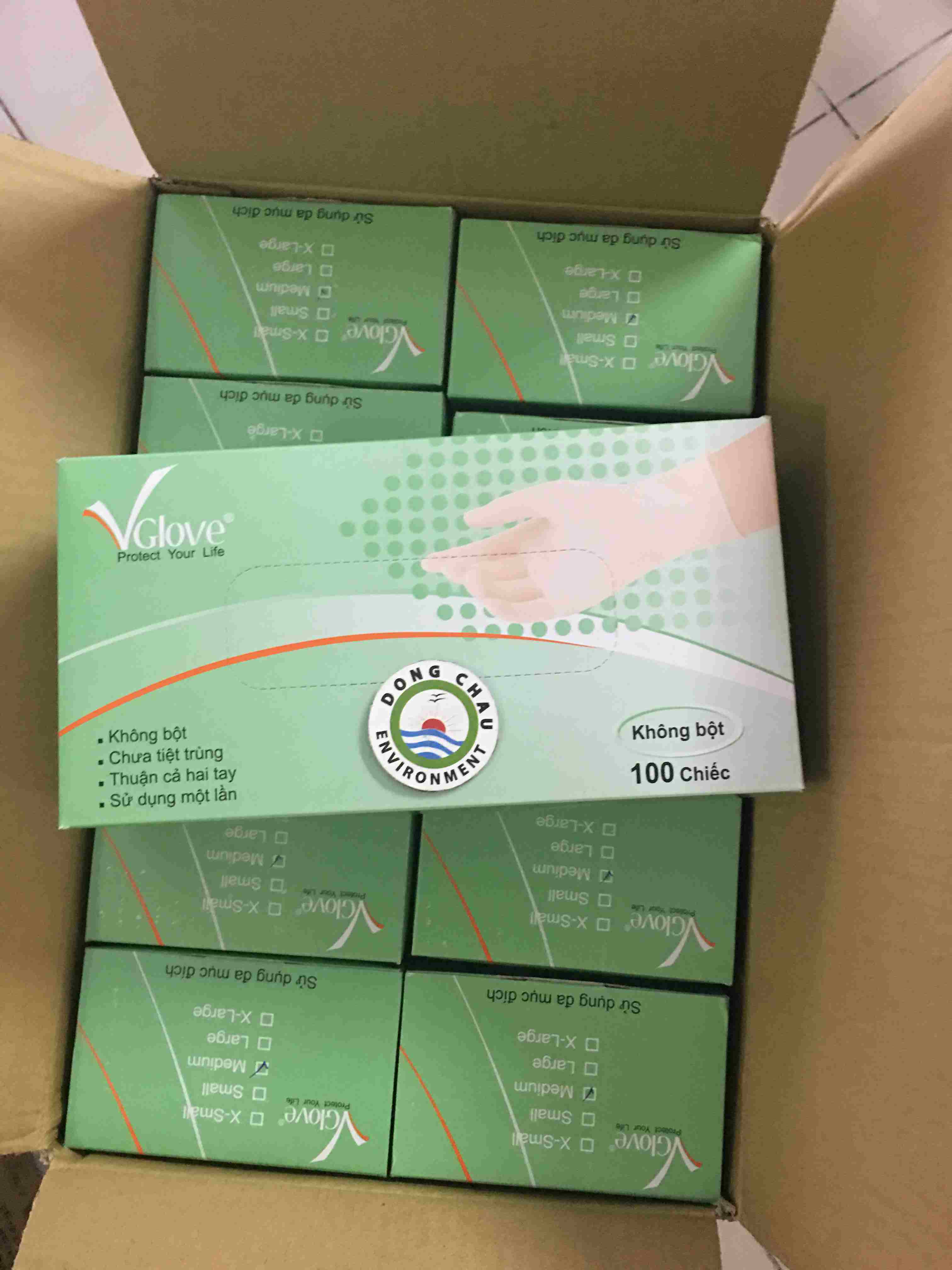 gang-tay-cao-su-khong-bot-vglove liên hệ đông châu cung cấp Găng tay Y tế có bột Vglove chính hãng chất lượng cao giá sỉ