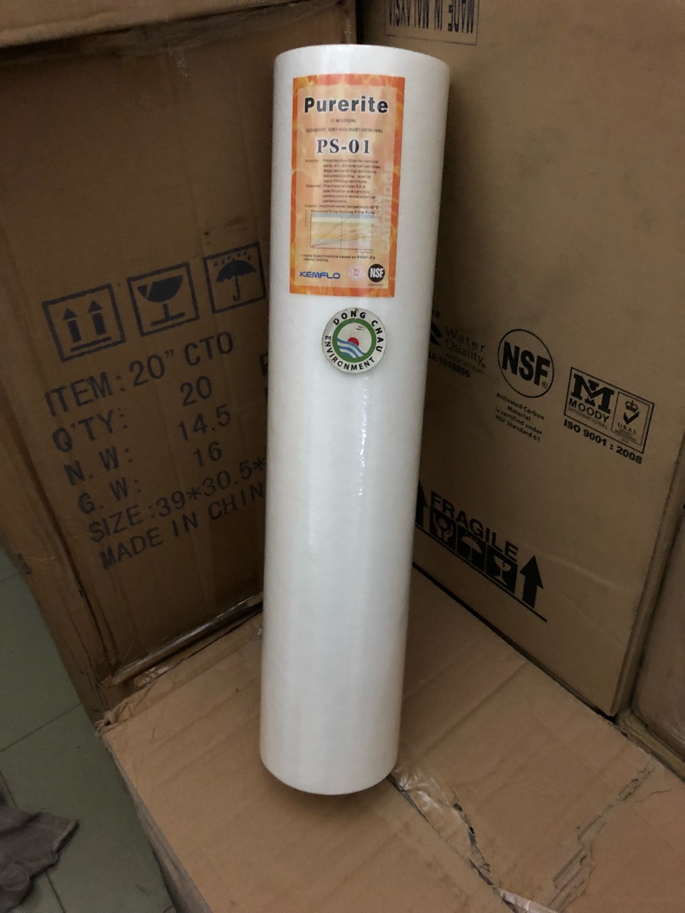 loi-biglue-purerite kiểm tra hàng hóa 1µm 20-inch Big Blue Lõi lọc nén béo Purerite