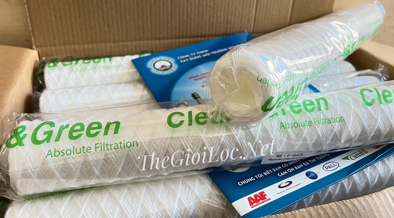Lõi lọc sợi quấn Clean Green với bao bì mới