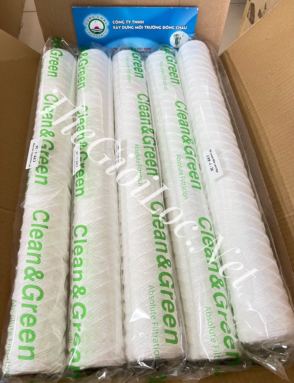 liên hệ báo giá Lõi lọc sợi quấn Clean Green với bao bì mới