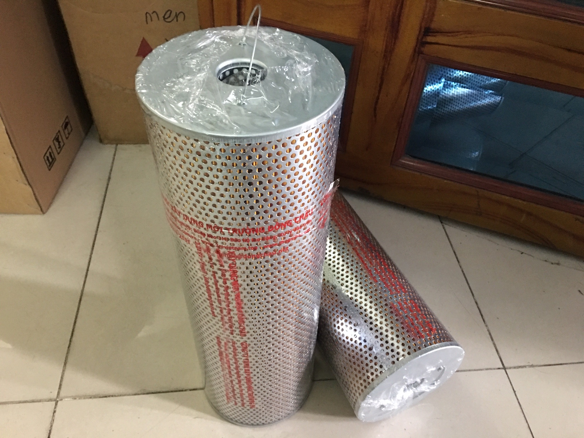 Phin lõi lọc dầu thủy lực động cơ chất liệu giấy nhựa PE vàng