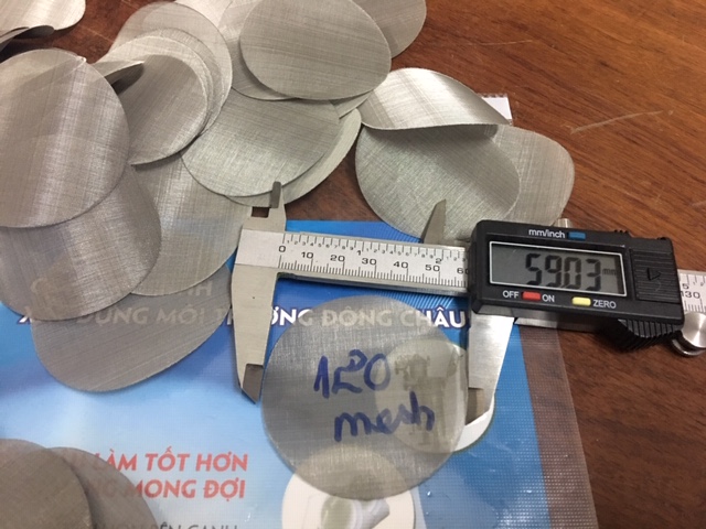 thông tin chi tiết sản phẩm Miếng lưới inox tròn ĐK 59mm 120 mesh